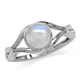 June's Birthstone Natural Moonstone 925 Sterling Silver Solitaire Ring