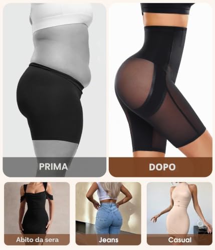 Guaina Contenitiva Donna Lifting Glutei Pancera Contenitiva Pancia Piatta Vita Alta Intimo Modellante Shapewear Snellente Senza Cuciture(Nero, M)