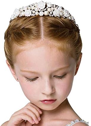 Cemellia子供髪飾り ヘアアクセサリー ホワイト 花冠 カチューシャ ヘアバンド可愛い 結婚式 ピアノ ダンス