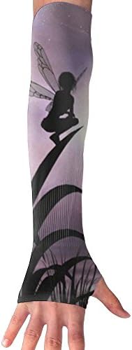 TPXYJOF Believe Fairy With Dragonflies Anti-uv Sun Protection Cooling Hand Cover Arms Driving Fingerless Breathable Gloves For Man Womans