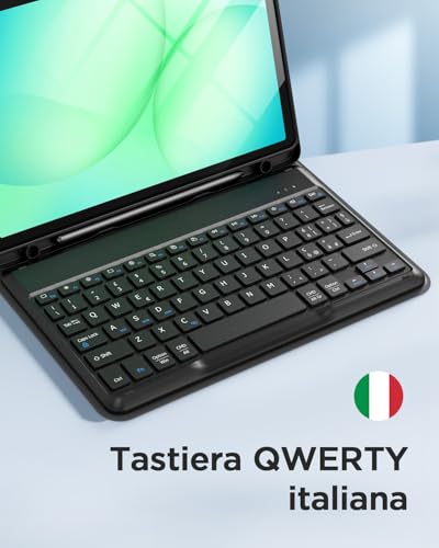 EasyAcc Keyboard Cover Compatible with Samsung Galaxy Tab A11 Plus/A9 Plus 11 Inch with Screen Protector, Removable Keyboard Protective Case with Pen Holder, Black