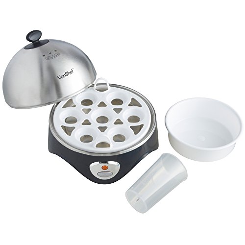 VonShef 7 Egg Electric Cooker Stainless Steel with Poacher & Steamer