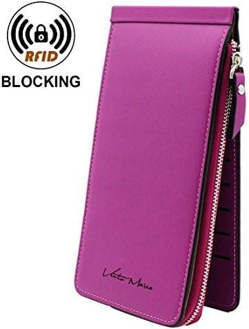VentoMarea RFID Blocking Wallet Slim Leather Multi Card Organizer Wallet Long Zipper Pocket Purse for Men, Women