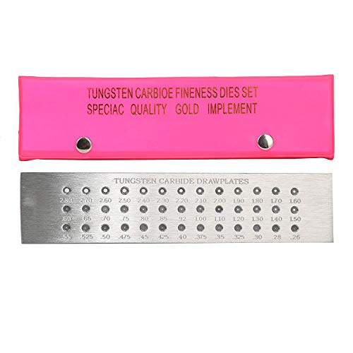 YaeTek 39 Holes Drawplate, Tungsten Carbide Wire Draw Plate for Jewelry Making Round 2.80 Millimeters to 0.26 Millimeters