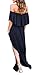 Oyanus Womens Off The Shoulder Ruffles Pockets Dress Side Split Maxi Dresses