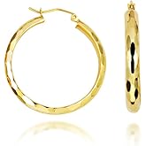 Claddagh Gold 14K Yellow Diamond Cut Hoop Earrings with Multiple Size