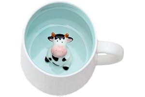 ZaH Coffee Mug Cartoon Animal Ceramic Cup Christmas Birthday Gift for Kids Boys Girls Cow