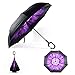 Aplus Trend Newest Windproof Double Layer C-Handle Inverted Umbrella with Fabric Cover Reverse Umbrella for UV Protection & Rain | Outdoor Car Umbrella for Women & Men