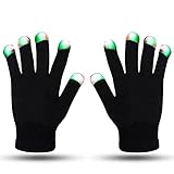 LED Gloves ZOETOUCH Glowing Gloves Flashing Gloves Fingertip Light Gloves For Clubbing,Raves,Disco,Dubstep Party,Birthday,Halloween,Christmas and Other Festivals-6 Modes(Black)