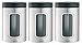 Brabantia 335341 3-Piece Window Canister Set, 1.4-Liter, Matte Steel Fingerprint Proof with Black Lisa