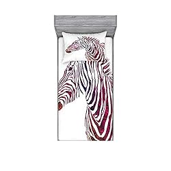 Ambesonne Animal Fitted Sheet & Pillow Sham