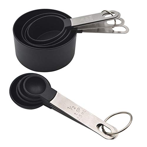 GreeSuit Stainless Steel Measuring Spoons and Measuring Cups Combo, Stackable Tablespoons Measuring Set for Gift Dry Liquid Ingredients Cooking Baking, Set of 8