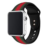 Daze Colors Silicone Band for Apple Watch Replacement Bands for iWatch (Black strips, 42mm)