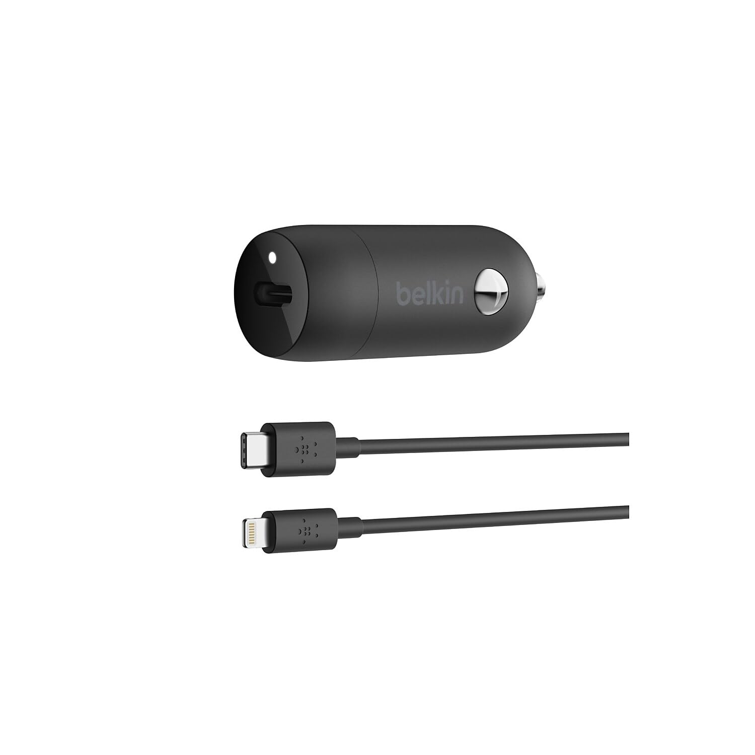 Belkin USB-C Fast Car Charger 20W-Black with 4Ft USB-C to Lightning Cable (Fast Charger for iPhone, Samsung, Google Pixel and more) - Black