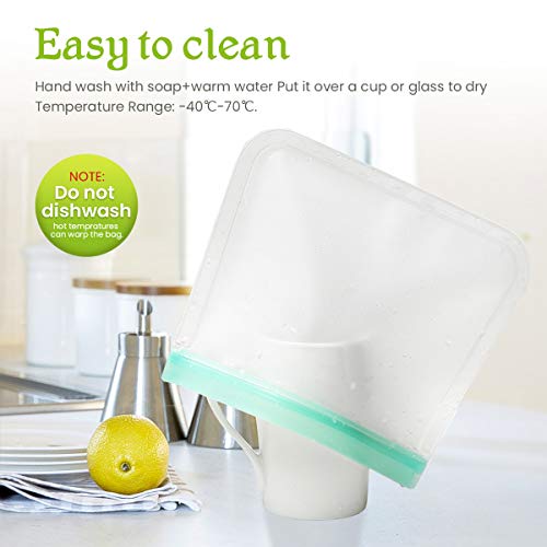 Reusable Food Storage Bags, Godmorn 10 Pack (4 Large Food Bags+4 Sandwich Bags+2 Snacks Bags) Leakproof BPA-Free Reusable Lunch Bags Ziplock Bags, Extra Thick FDA Food Grade Organizer,Freezer Safe