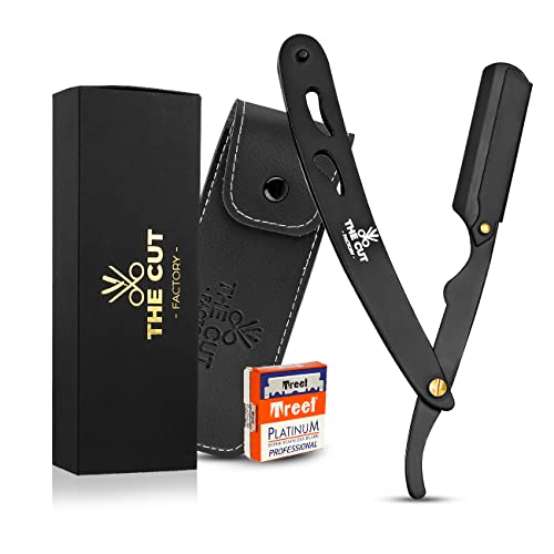 The Cut Factory Straight Razor with 100 Pack Platinum Treat Single