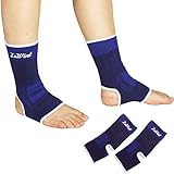Luwint Compression Ankle Sleeve Supports for Strain Sprain Arthritis, 1 Pair, Blue