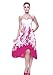 Women's Hawaiian Luau Halter Floral Print Butterfly Dress S White with Pink Floral Border