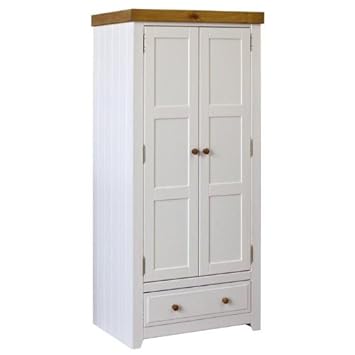 Capri Waxed Effect Pine White Wardrobes 2 Door Wardrobe Or 2