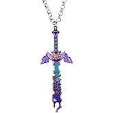 MEETCUTE Vintage Unisex Pendant Necklace,The Legend of Zelda Tears of the Kingdom Master's Sword Necklace Cosplay - Purple