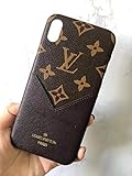 Phone case for iPhone Xs MAX, Fashion Elegant Luxury Designer Classic Monogram Vintage Style Card Holder for iPhone Xs MAX, Full Protection case for iPhone Xs MAX ... (Brown)