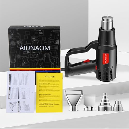 AIUNAOM Hot Air Gun 2000W Thermal Gun 50°C ~ 650°C Temperature Control without Levels + 2 Air Speeds Overload Protection for Heating Welding and Defrosting