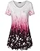 Lotusmile Tunics for Women, Womens Printed V Neck Short Sleeve Blouse Spring Comfy Flattering Flowy Top L Wine