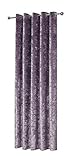 LUXURY THICK CRUSHED VELVET AMETHYST PURPLE LINED RING TOP WOVEN CURTAINS DRAPES 66