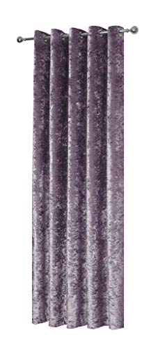 LUXURY THICK CRUSHED VELVET AMETHYST PURPLE LINED RING TOP WOVEN CURTAINS DRAPES 66