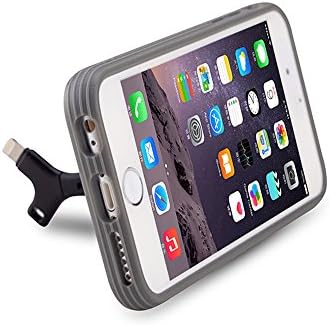 Yowosmart® iPhone 6 Combo Protective Case with Apple MFI Certified Charging Key Phone Stand Shockproof Anti-Scratch Perfect Fit Multi-function Non Slip Backup Charge Cable Stand Feature (Gray)