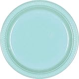 Party Perfect Cool Round Dinner Plates Tableware, Robin's Egg Blue, Plastic , 10