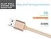 Micro USB Cable 3Pack 3FT 6FT 10FT Nylon Braided Android Charging Line Micro USB Cable for Android, Samsung, HTC, Motorola, Nokia and More(Gold)