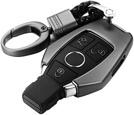 Raybre Art Metal Car Remote Key Case Cover Shell Key Chain Keyring For Mercedes-Benz, Black