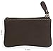 Leather Coin Purse Change Wallet Card Case Small Zip Bag For Men Women (Chocolate)