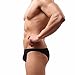 FEESHOW Men's Smooth Stretch Bikini Swimwear Underwear Swim Briefs (Black, L)