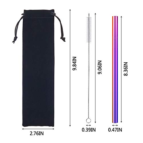 Bubble Tea Strohhalme,Strohhalm Edelstahl Wiederverwendbar,5 Stück Set 12mm Extra Breite Trinkhalme mit 1… – Bild 6