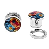 BodyJ4You Yin Yang Plugs Stainless Steel Screw Fit Double Flare Yin Yang Plugs 8G-00G (2 Pieces)