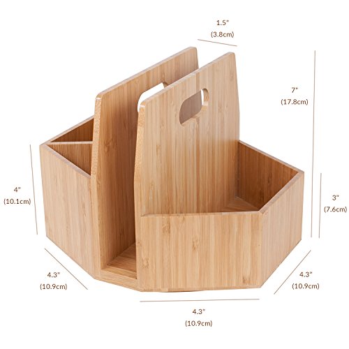 Bamboo Rotating Utensil Holder Portable Silverware Caddy, Condiment