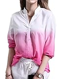 xiaokong Women's V-Neck Slim Fashion Ombre Fitted Sexy Blouses
