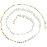 Pearl Waist Chain Belt for Women Elegant Pearls Beaded Waistband for Dress Shirt Accessories Body Belly Chains Adjustable Belts Chains Jewelry