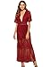 Wicky LS Women's Sexy Short Sleeve Long Dress Low V-Neck Lace Romper (M, Wine Red)
