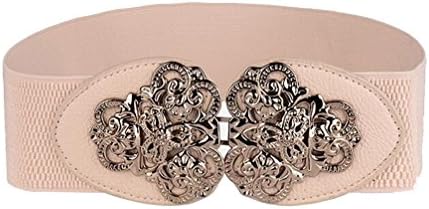 AWAYTR Women's Fashion Vintage Wide Elastic Stretch Waist Belt Waistband ( Beige )