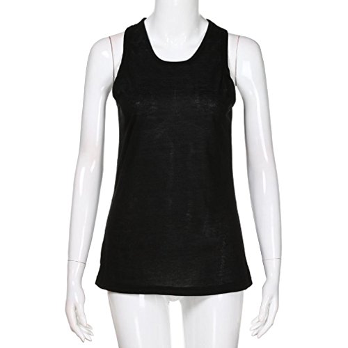 Clearance! Women's Sexy Backless Workout Tank Yoga Active Tops Racerback Cross Back Vest Casual T Shirt (L, Black)