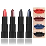 Black Lipstick, Matte Lipstick Set for Theme Parties, Cosplay, Pack of 4 Colors
