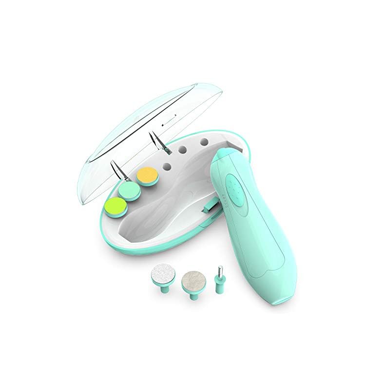 Baby Nail Trimmer Electric, Lupantte Safe Baby Nail File, Baby Nail Clippers with Light and 6 Grinding Pads for Newborn…