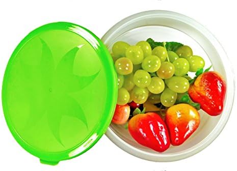 Portion Perfect Collapsible Food Storage Containers – Set of 4 Plastic Round Storage Bowls . Durable, Stackable, Microwave / Dishwasher / Freezer Safe [Green]