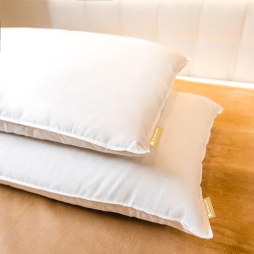 2 Almohadas Hoteleras King - Pluma de Ganso (Down) Alternativo Hoteles 5 Estrellas - Hipoalergenico 100% Algodón King Size 50x90cm Soporte Suave