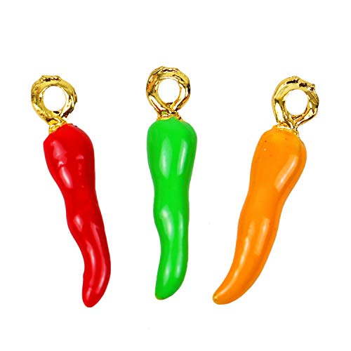 WEFOO 30 pcs Alloy Enamel Pepper Chili Pendants Beads DIY for Necklace Bracelet Jewelry Making
