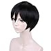 BERON Short Straight Wigs for Cosplay Party DIY Styling Fun Wigs with Hairnet (Black)