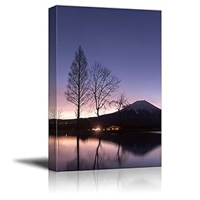 Canvas Wall Art Beautiful Landscape Water Reflection Painting Artwork for Home Prints Framed - 12x18 inches